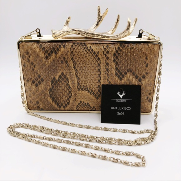Taxidermy Handbags - Taxidermy Python Leather Antler Clutch Box
